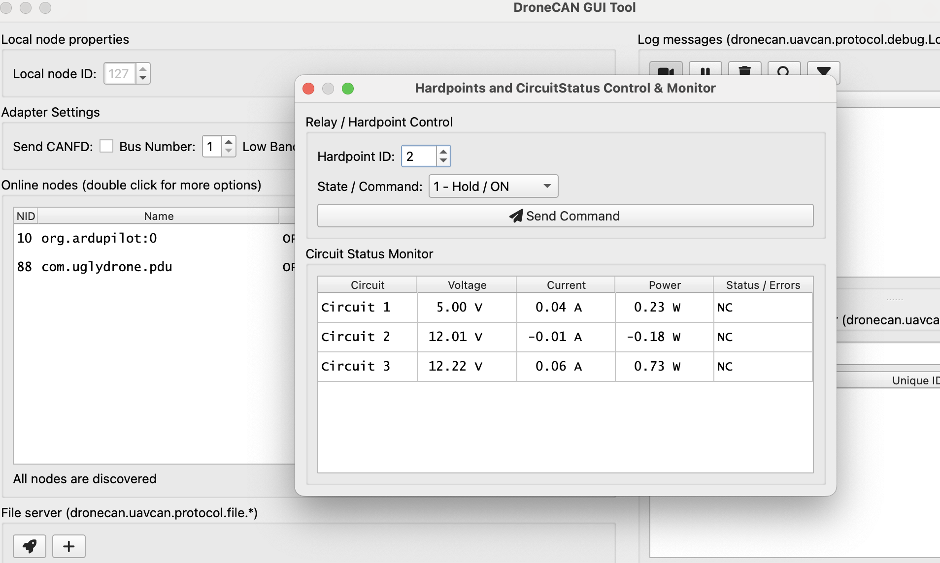 DroneCAN GUI Tool node representation